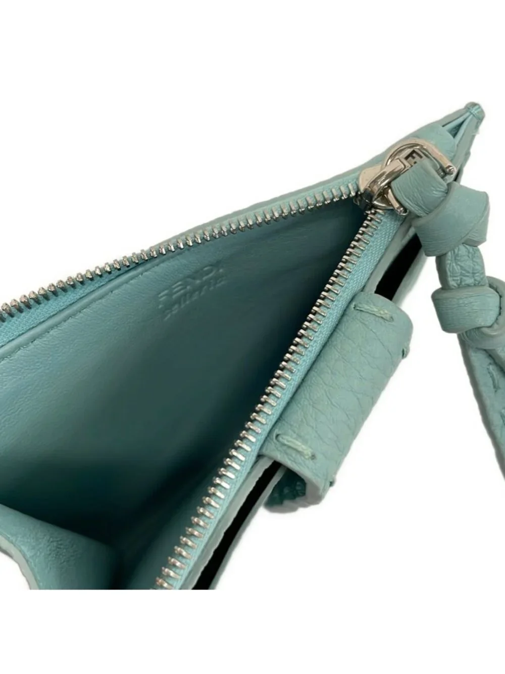 Fendi Card Case Selleria Light Blue Coin with Leather